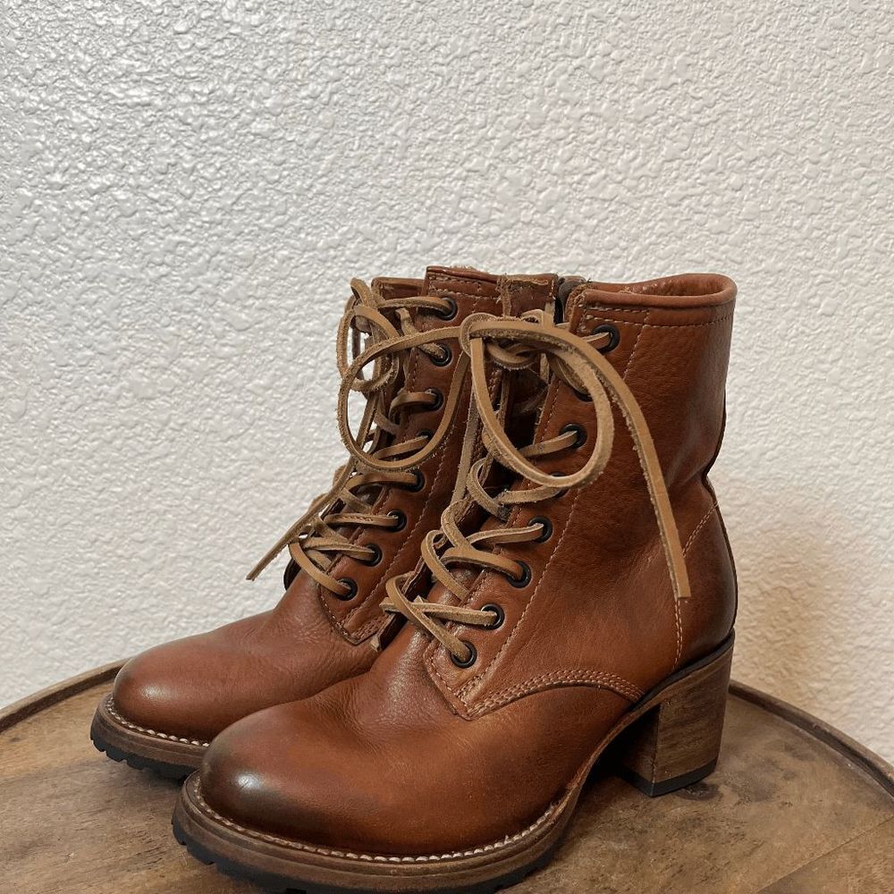 Freebird By Steven Cavalier Leather Lace-Up Moto Combat Boots Women's Size 6